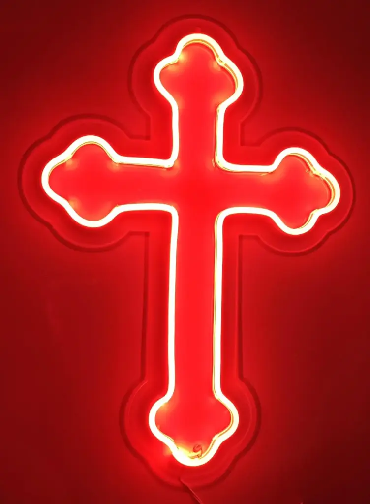 Red Neon Cross Light – LED Wall Decor Sign for Home church, and events